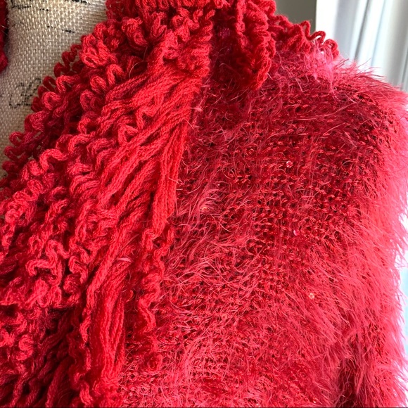 French Rouge style Red sequin sweater cardigan - Picture 4 of 10